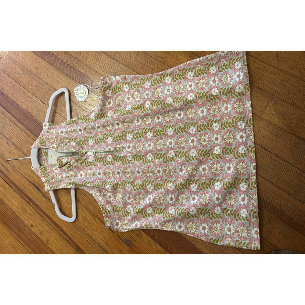 NEW SPARTINA 449 keira half zip tank in pink & green